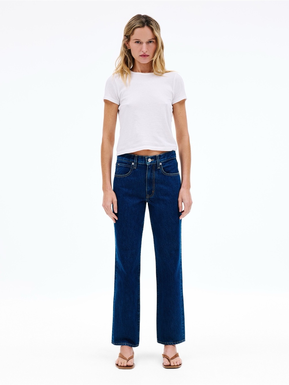 SLVRLAKE 26 Sophie Straight Leg Mid-Rise Jeans in Evermore Dark Wash